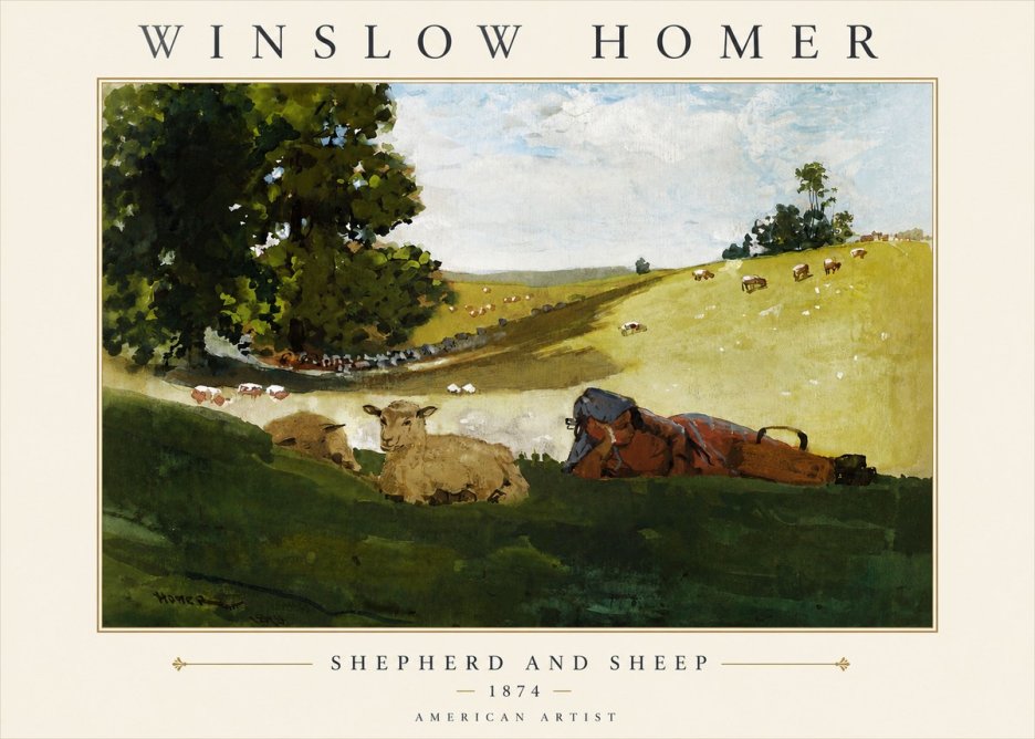 Winslow Homer Shepherd and Sheep No4 - Plakát