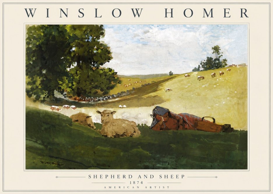 Winslow Homer Shepherd and Sheep No5 - Plakát