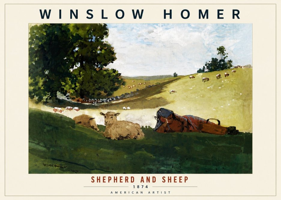 Winslow Homer Shepherd and Sheep No6 - Plakát