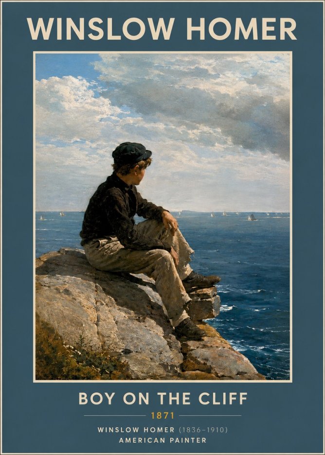 Winslow Homer Boy on the Cliff No2 - Plakát