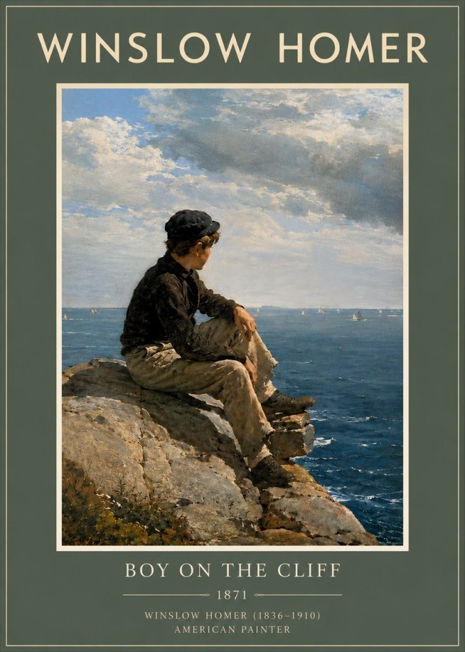 Winslow Homer Boy on the Cliff No5 - Plakát
