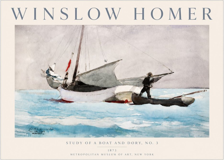 Winslow Homer Study of a Boat and Dory Watercolor, No. 3 No3 - Plakát