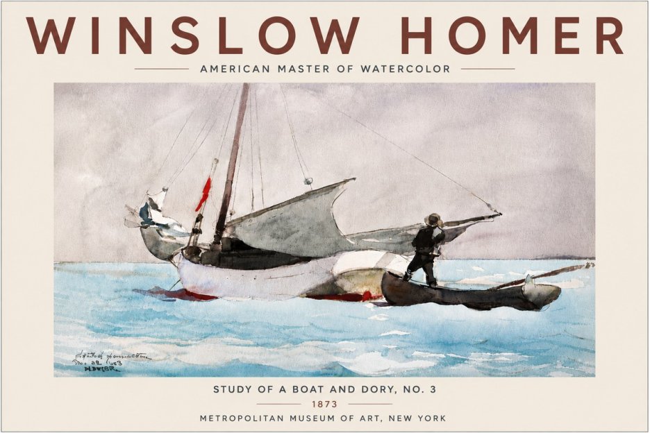 Winslow Homer Study of a Boat and Dory Watercolor, No. 3 No6 - Plakát