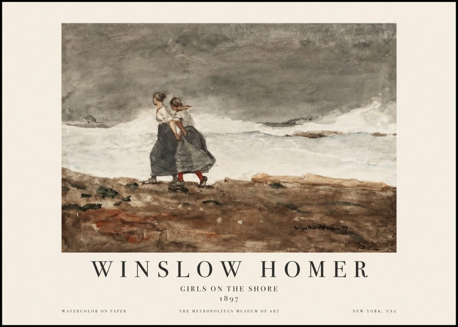 Winslow Homer Girls on the Shore No1 - Plakát