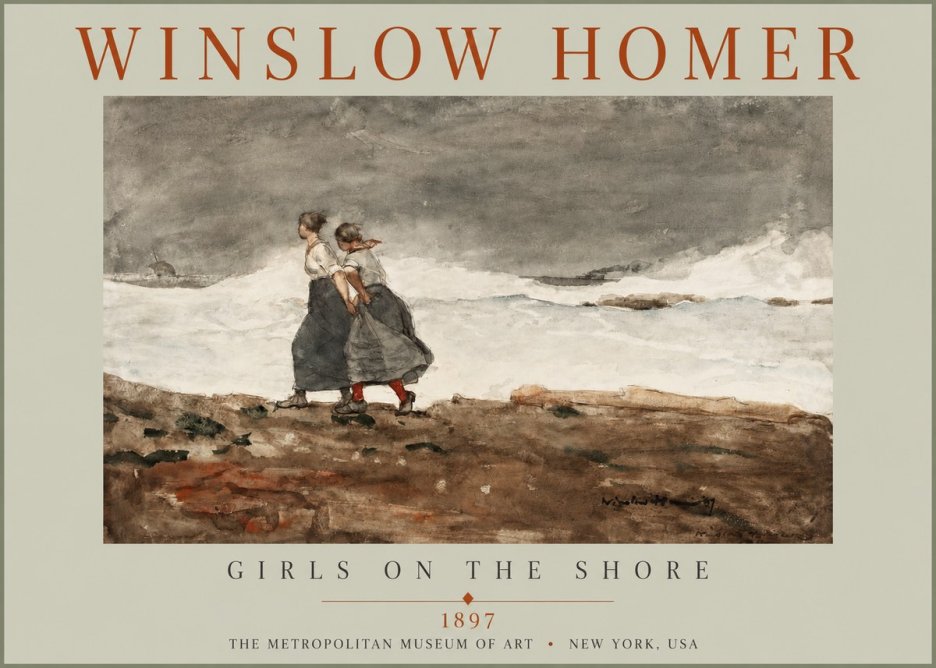 Winslow Homer Girls on the Shore No2 - Plakát