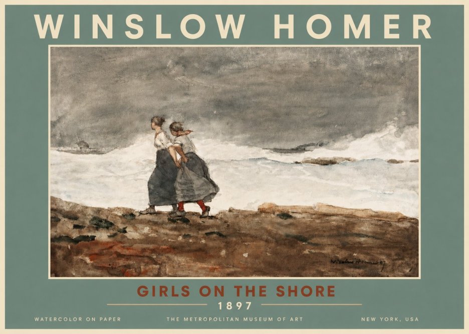 Winslow Homer Girls on the Shore No4 - Plakát