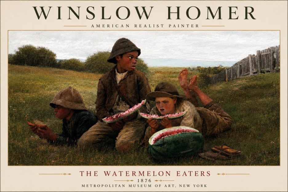 Winslow Homer The Watermelon Eaters No4 - Plakát