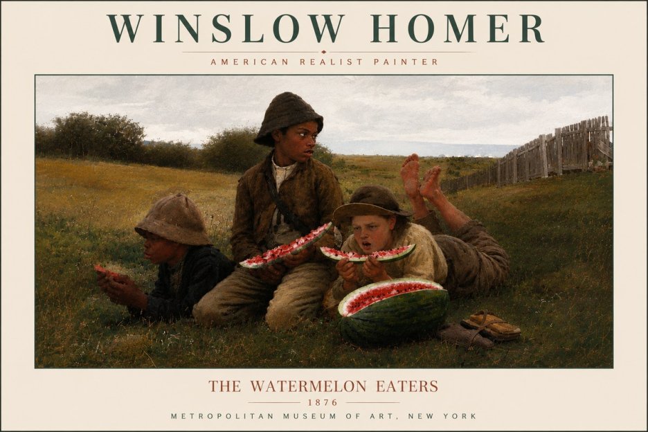 Winslow Homer The Watermelon Eaters No6 - Plakát