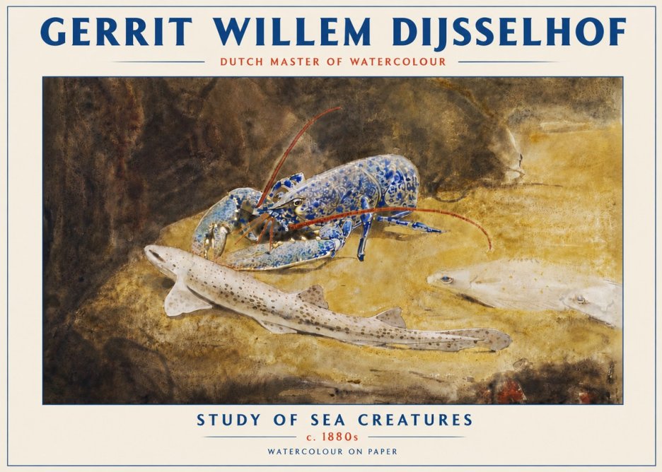 Gerrit Willem Dijsselhof Study of Sea Creatures No5 - Plakát