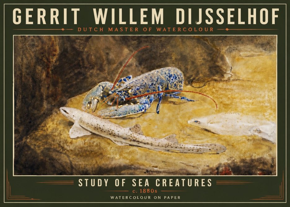 Gerrit Willem Dijsselhof Study of Sea Creatures No6 - Plakát