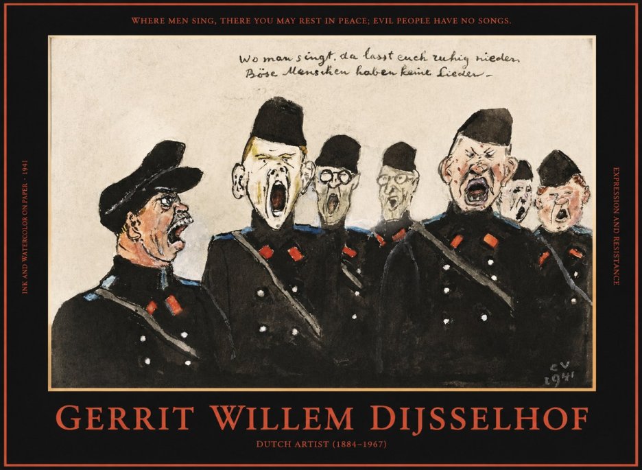 Gerrit Willem Dijsselhof Where Men Sing, There You May Rest in Peace; Evil People Have No Songs. No1 - Plakát