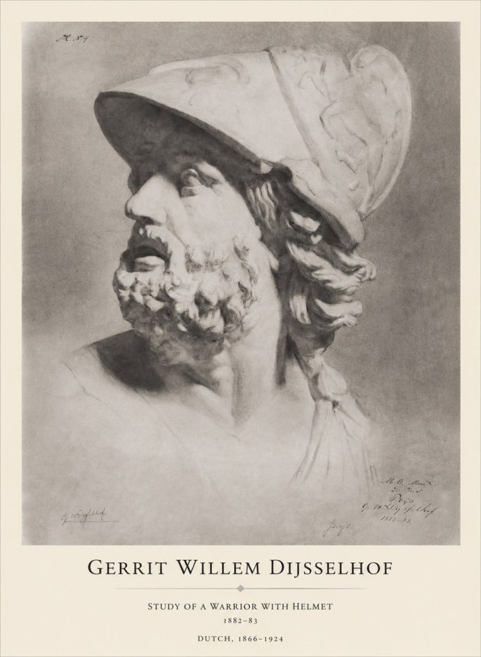 Gerrit Willem Dijsselhof Study of a Warrior with Helmet No1 - Plakát
