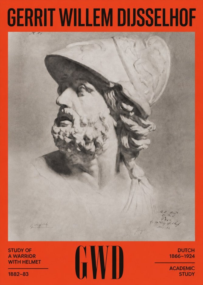Gerrit Willem Dijsselhof Study of a Warrior with Helmet No2 - Plakát