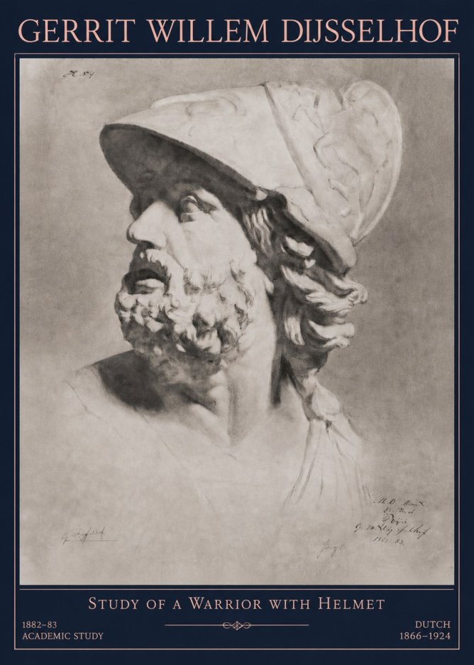 Gerrit Willem Dijsselhof Study of a Warrior with Helmet No3 - Plakát