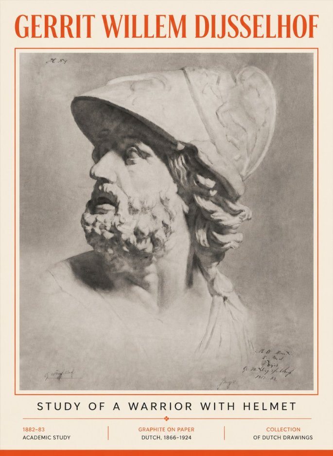 Gerrit Willem Dijsselhof Study of a Warrior with Helmet No5 - Plakát