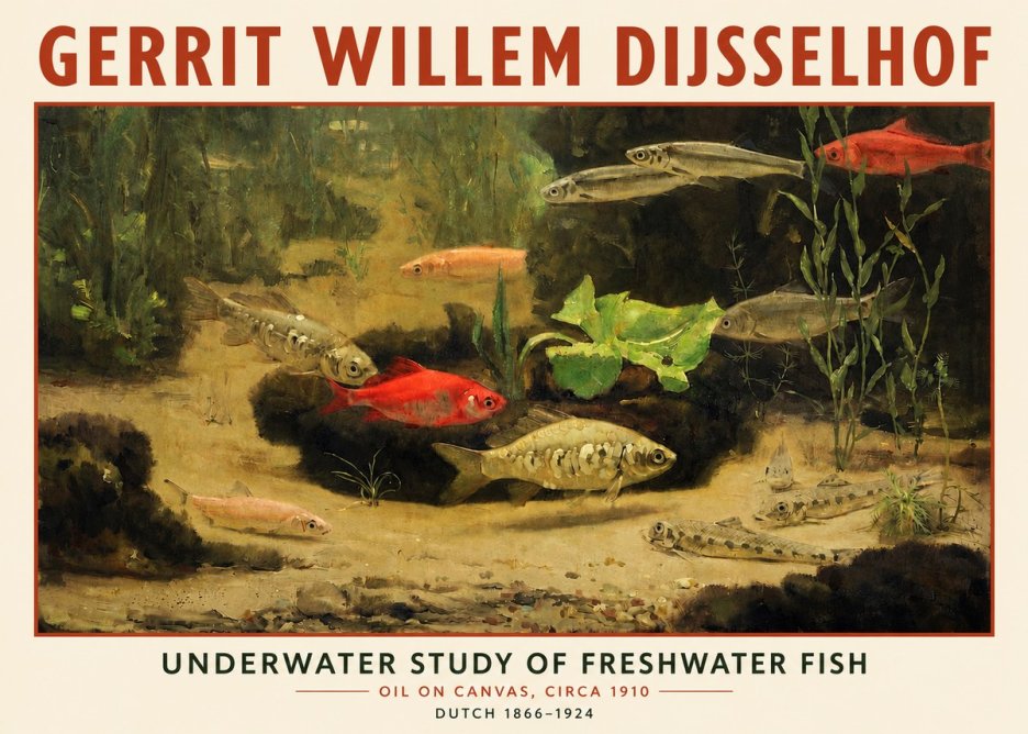 Gerrit Willem Dijsselhof Underwater Study of Freshwater Fish No3 - Plakát