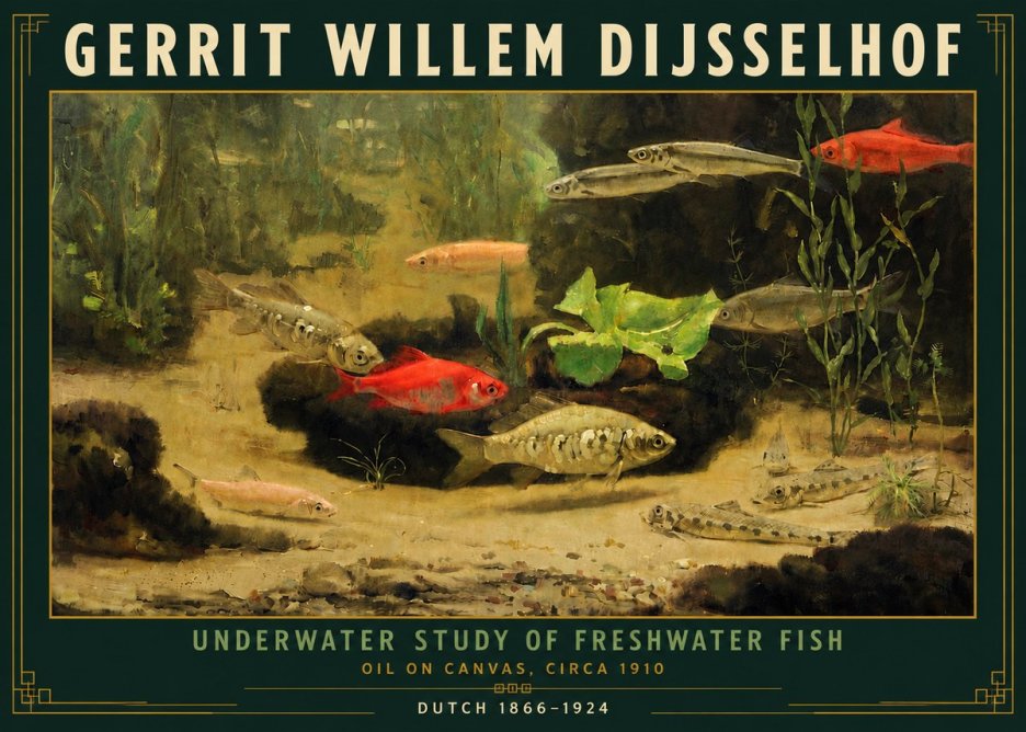 Gerrit Willem Dijsselhof Underwater Study of Freshwater Fish No5 - Plakát