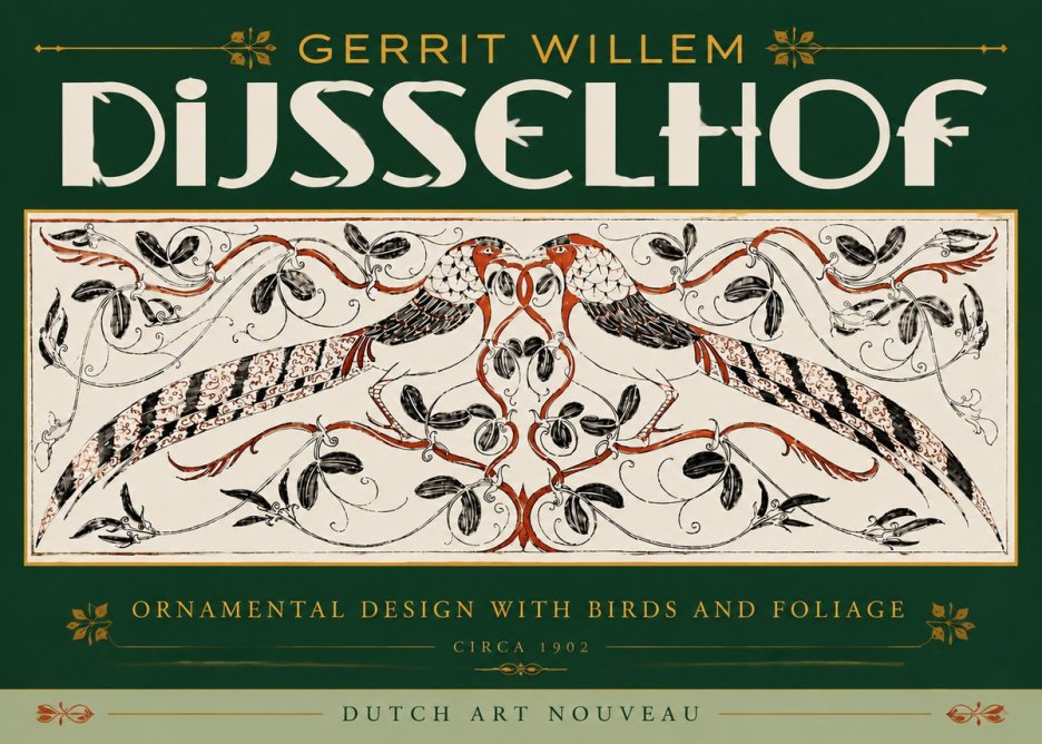 Gerrit Willem Dijsselhof Ornamental Design with Birds and Foliage No6 - Plakát