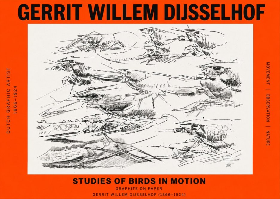 Gerrit Willem Dijsselhof Studies of Birds in Motion No2 - Plakát