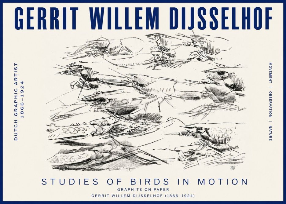 Gerrit Willem Dijsselhof Studies of Birds in Motion No3 - Plakát