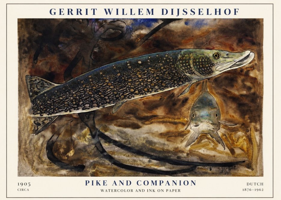 Gerrit Willem Dijsselhof Pike and Carp No3 - Plakát