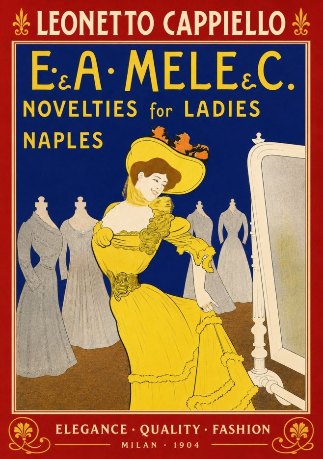 Leonetto Cappiello E.&a. Mele & C. Novelties for Ladies Naples No5 - Plakát