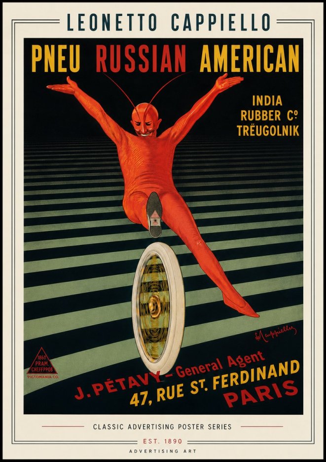 Leonetto Cappiello Pneu Russian American No6 - Plakát
