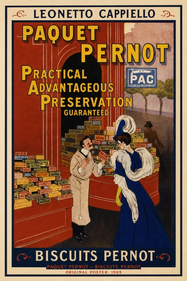 Leonetto Cappiello Paquet Pernot – Biscuits Pernot No3 - Plakát