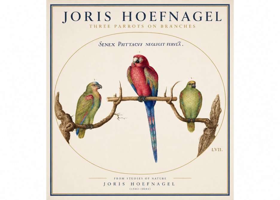 Joris Hoefnagel Three Parrots No3 - Plakát
