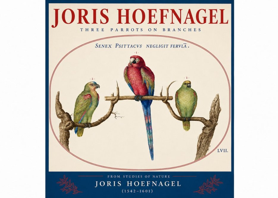Joris Hoefnagel Three Parrots No4 - Plakát