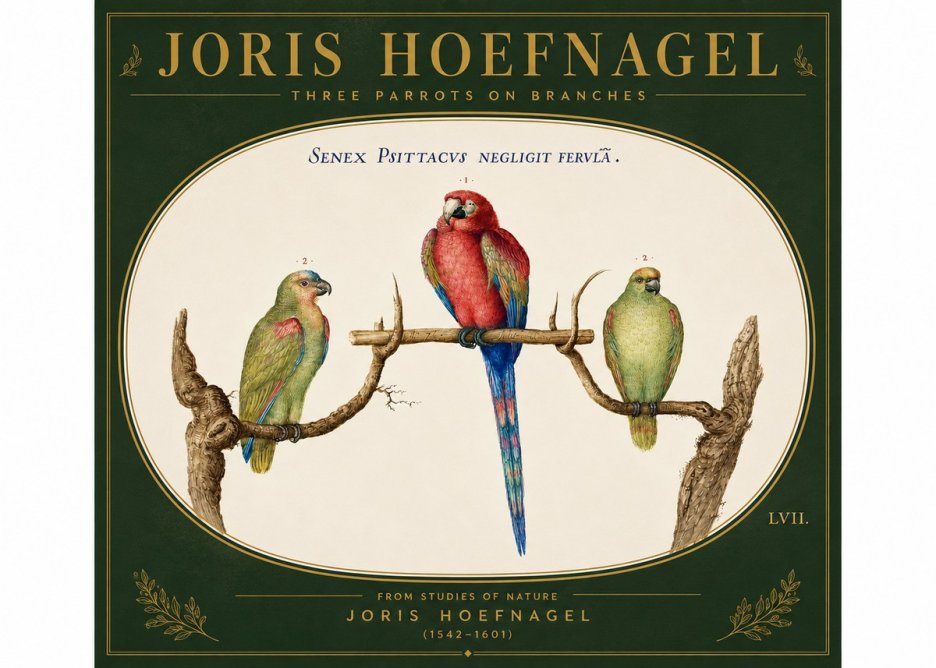 Joris Hoefnagel Three Parrots No6 - Plakát