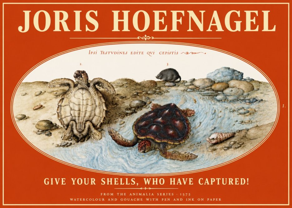 Joris Hoefnagel Two Turtles in a Stream No6 - Plakát