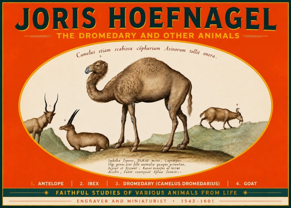 Joris Hoefnagel The Dromedary and Other Animals from Studies of Nature No5 - Plakát