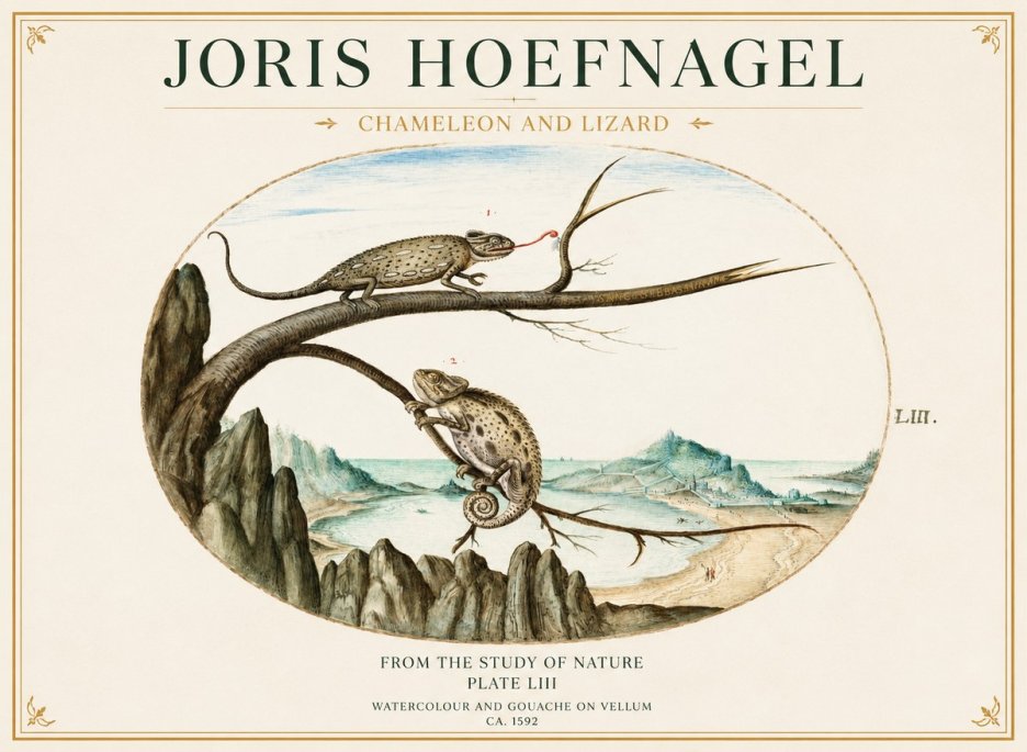 Joris Hoefnagel Chameleon and Lizard No1 - Plakát