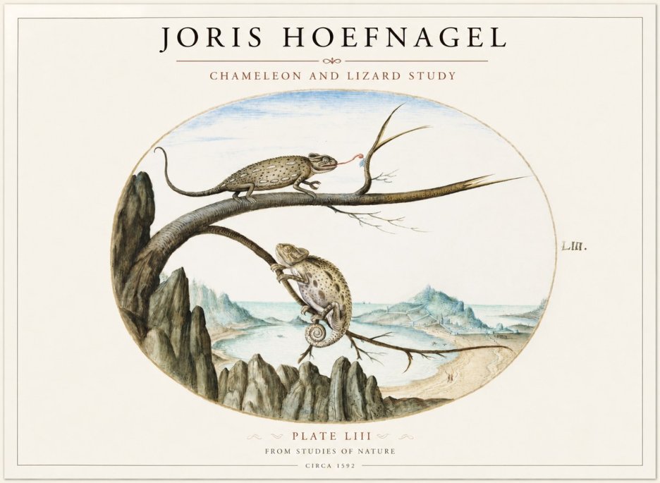 Joris Hoefnagel Chameleon and Lizard No2 - Plakát