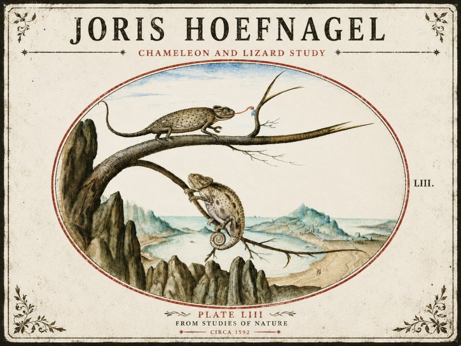 Joris Hoefnagel Chameleon and Lizard No5 - Plakát