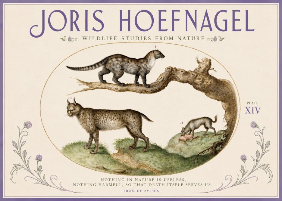 Joris Hoefnagel Wildlife Studies from Nature - Plate Xiv No4 - Plakát