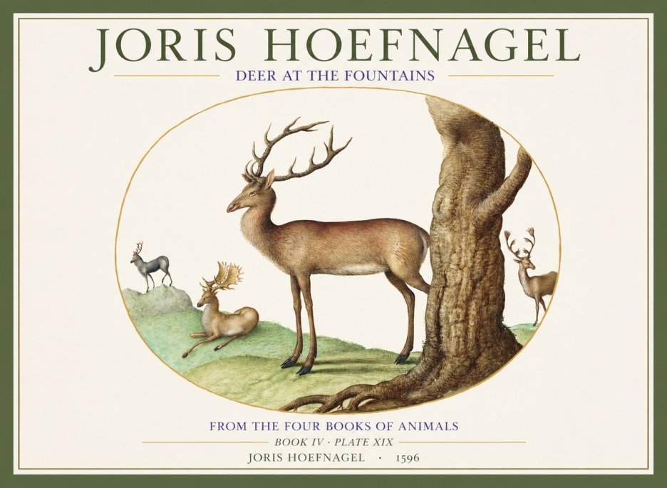 Joris Hoefnagel Deer at the Fountains No1 - Plakát