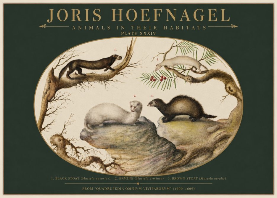 Joris Hoefnagel Animals in Their Habitats Plate Xxxiv No2 - Plakát