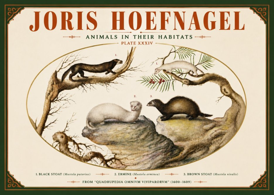 Joris Hoefnagel Animals in Their Habitats Plate Xxxiv No5 - Plakát
