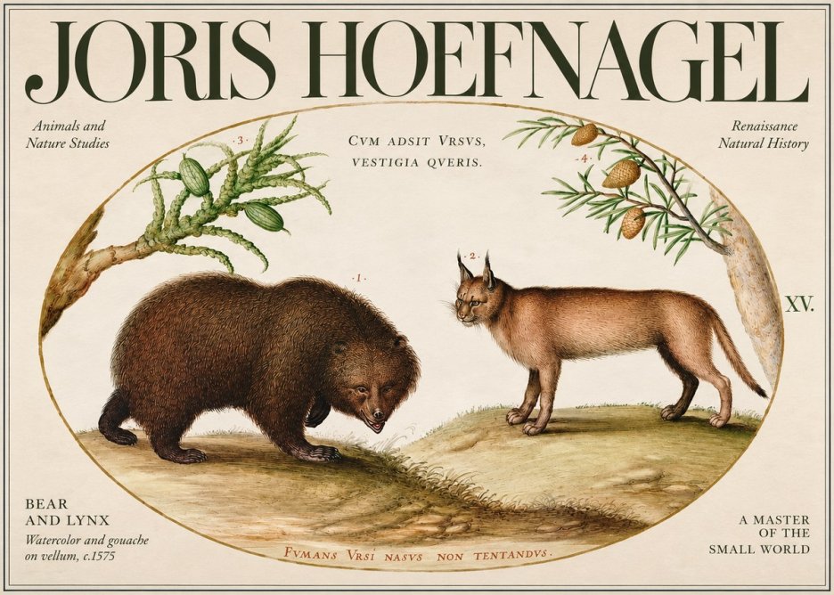 Joris Hoefnagel Bear and Lynx No3 - Plakát
