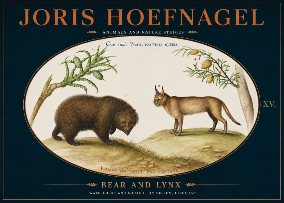 Joris Hoefnagel Bear and Lynx No4 - Plakát