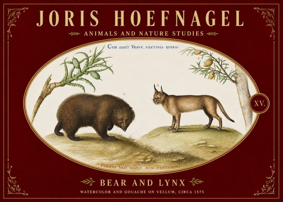 Joris Hoefnagel Bear and Lynx No5 - Plakát