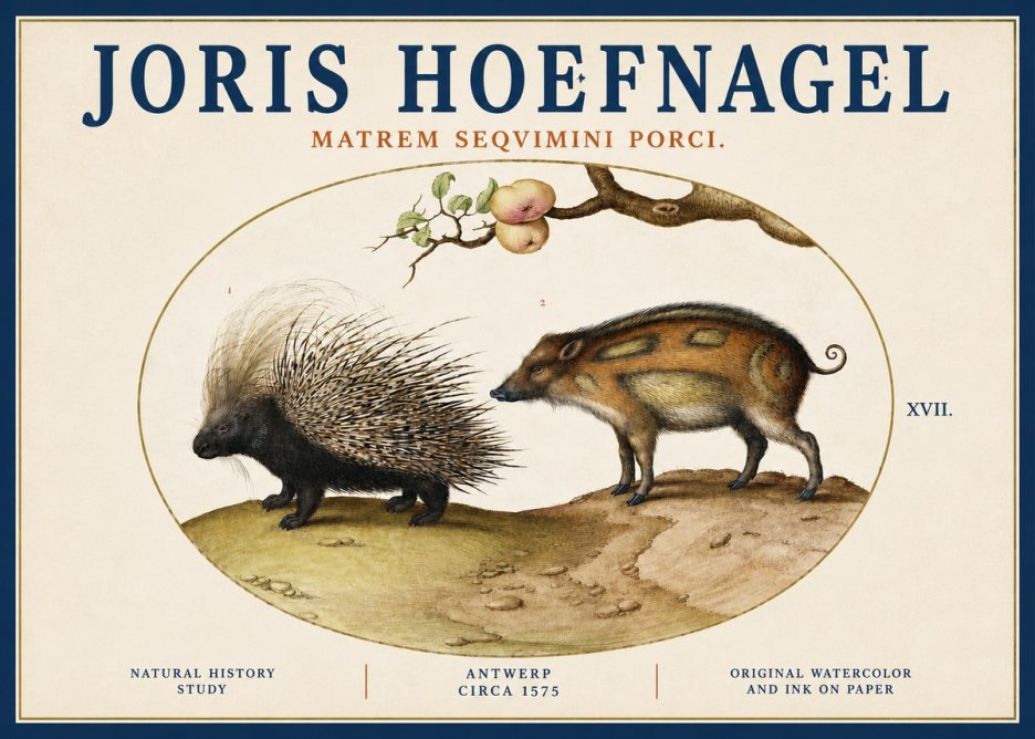 Joris Hoefnagel Matrem Seqvimini Porci. No3 - Plakát