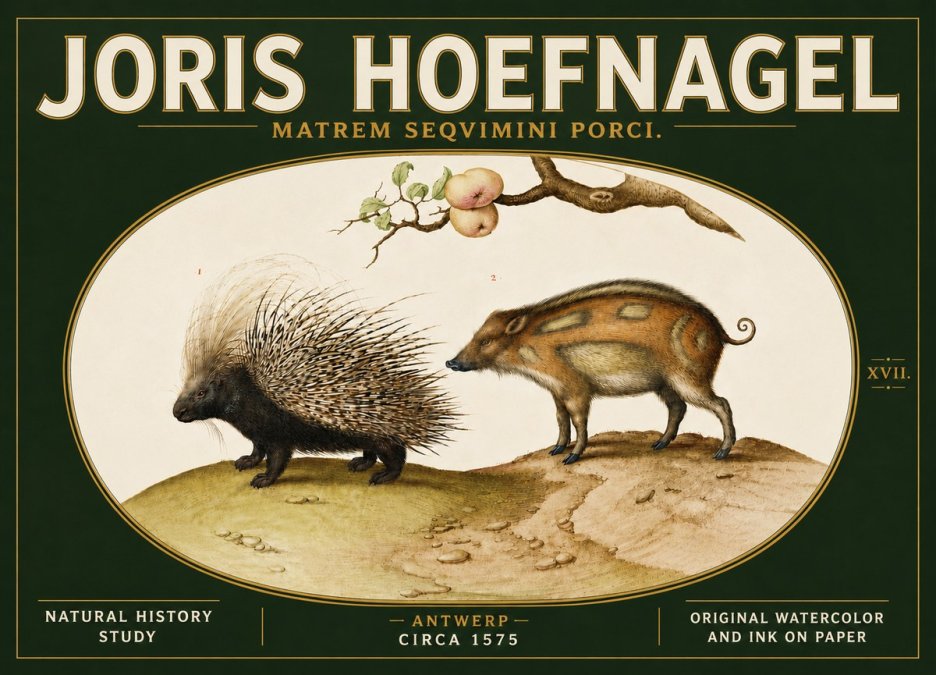 Joris Hoefnagel Matrem Seqvimini Porci. No5 - Plakát
