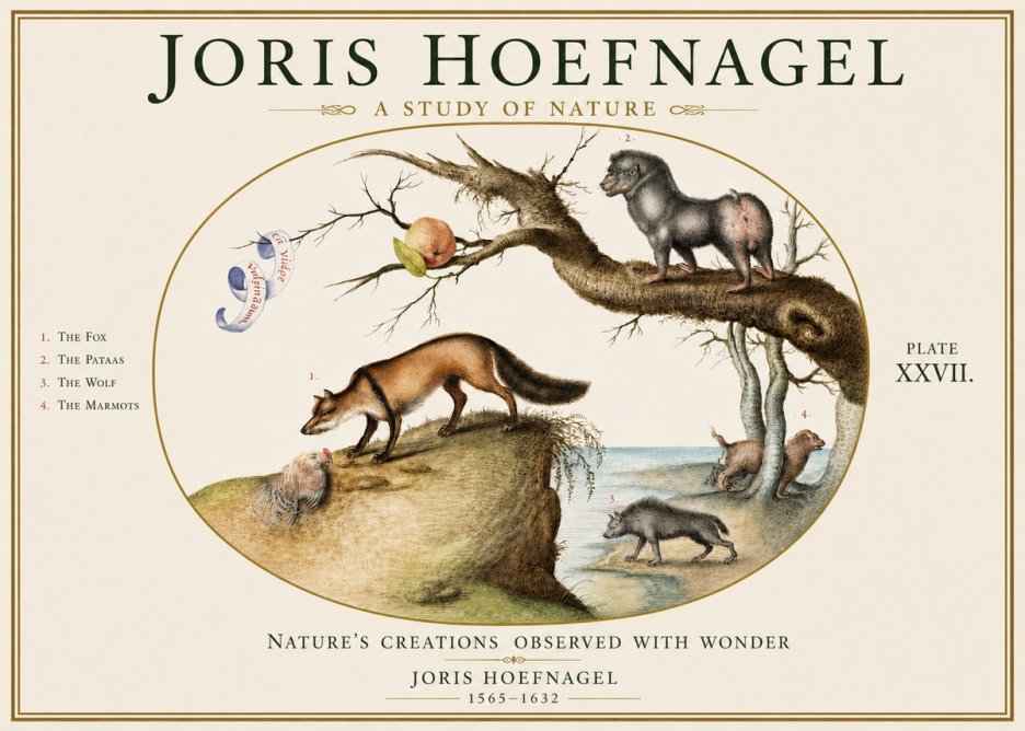 Joris Hoefnagel A Study of Nature - Plate Xxvii No3 - Plakát