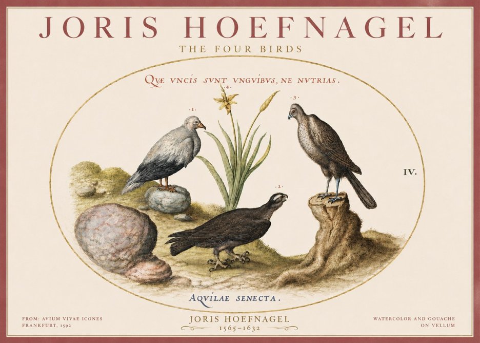 Joris Hoefnagel The Four Birds No3 - Plakát