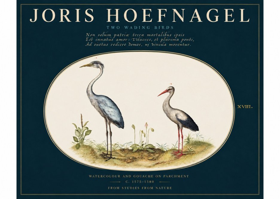 Joris Hoefnagel Study of Two Cranes No4 - Plakát