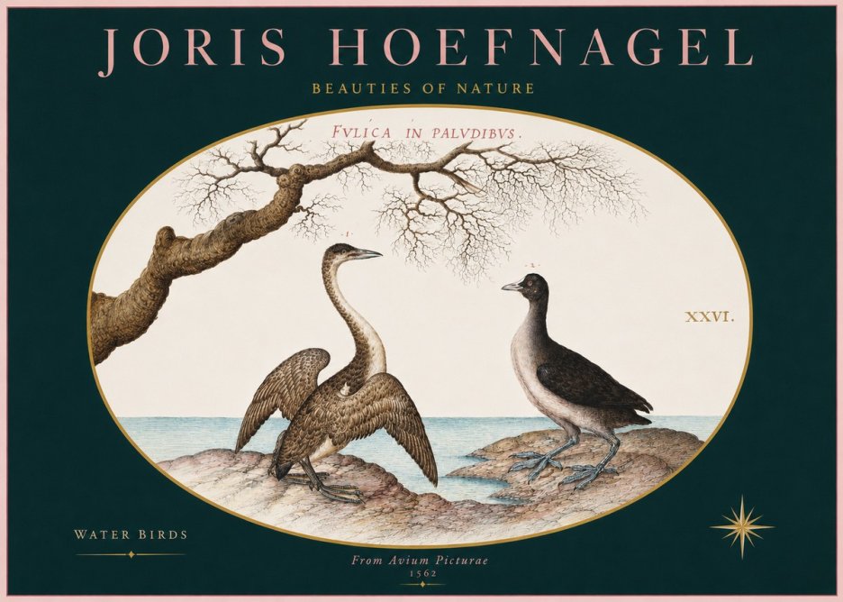 Joris Hoefnagel Cormorant and Coot No3 - Plakát