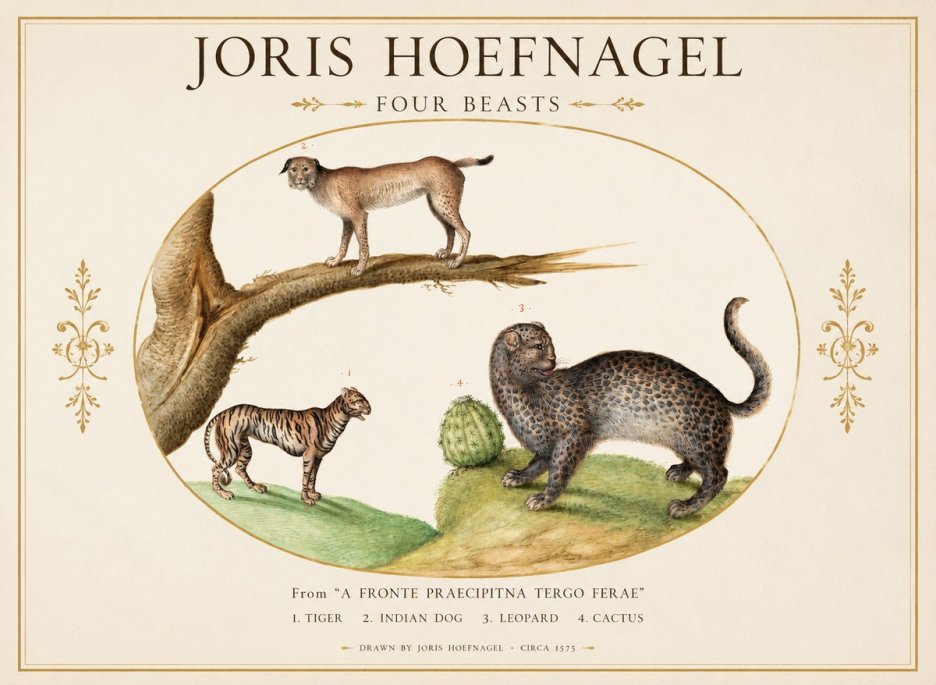 Joris Hoefnagel Four Beasts No1 - Plakát